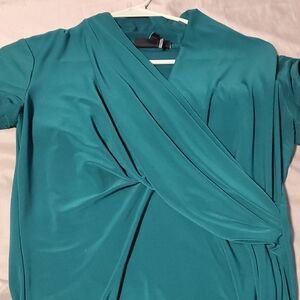 DKNY Teal Wrap Blouse